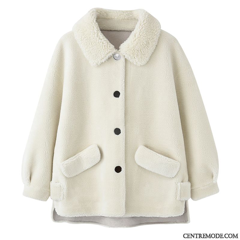 Manteaux Femme L'automne Cuir Hiver Baggy Blanc