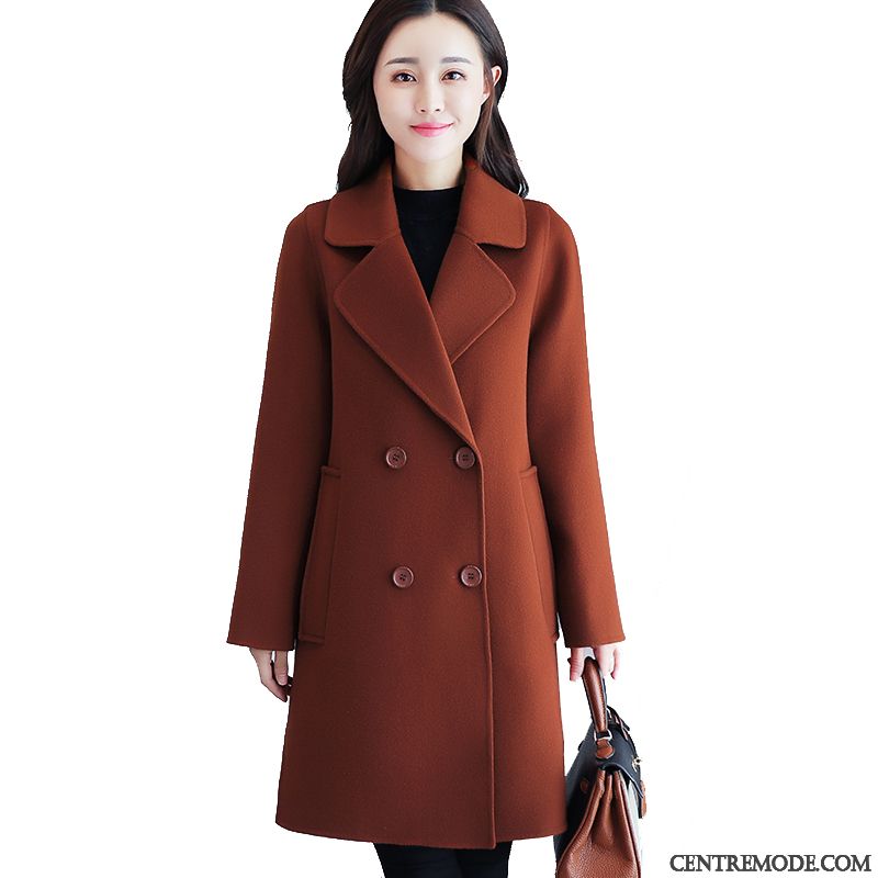 Manteaux Femme L'automne Manteau En Laine Longue Parka Graisse Grande Taille Marron