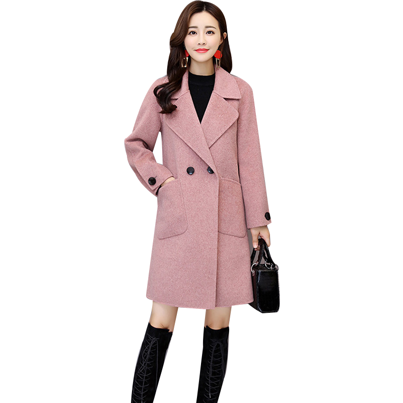 Manteaux Femme L'automne Manteau En Laine Tempérament Tissu De Laine Mode Parka Rose