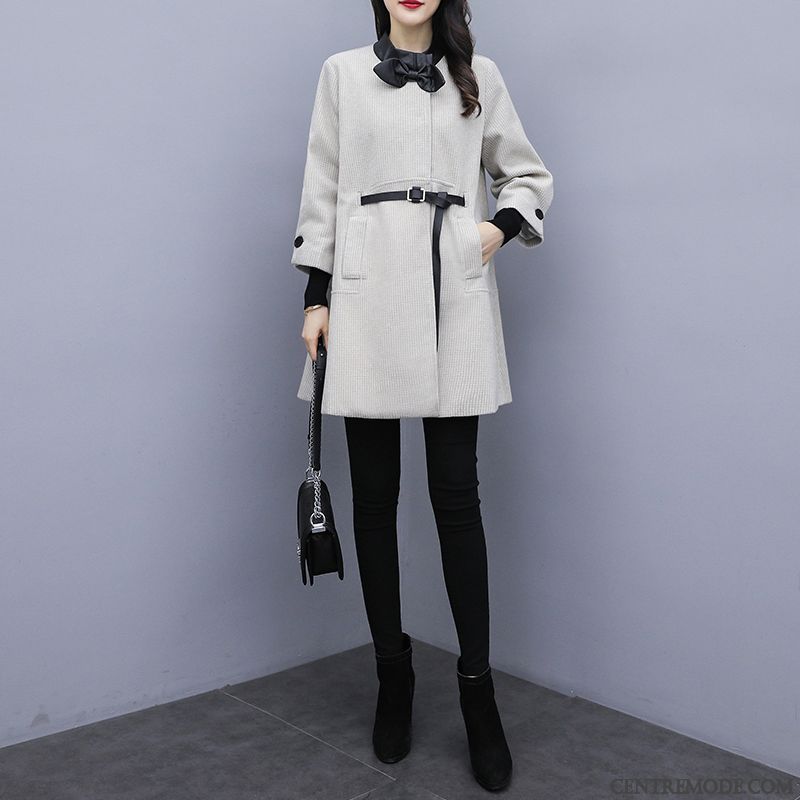 Manteaux Femme La Mode Swallow Cerveau Parka L'automne Manteau En Laine Hiver Gris Clair