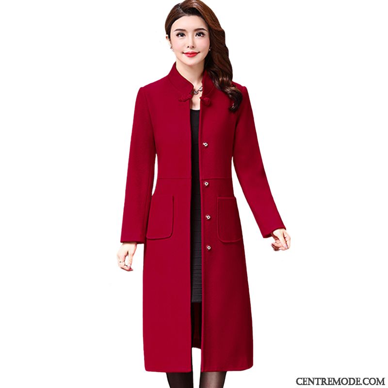 Manteaux Femme Manteau En Laine Grande Taille Manuel Parka Hiver Épaissir Rouge
