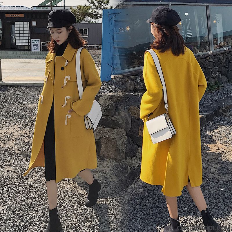 Manteaux Femme Manteau En Laine Gros Bétail Jaune