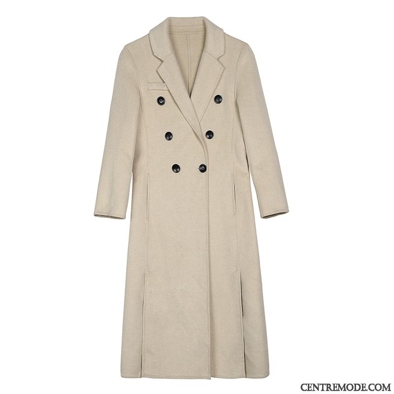 Manteaux Femme Manteau En Laine Velours De Laine Double Breasted L'automne Carreaux Parka Pure Blanc