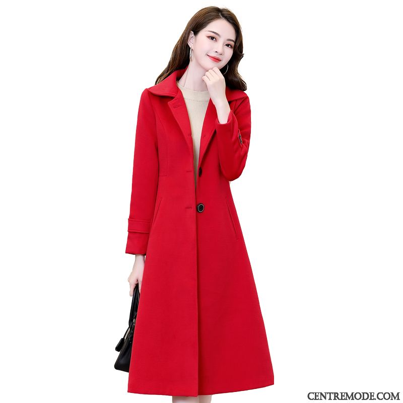 Manteaux Femme Mode Tendance Parka Manteau En Laine L'automne Chauds Rouge