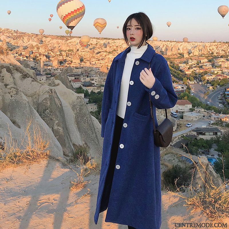 Manteaux Femme Parka Gros Simple Bleu Marin Bleu Blanc