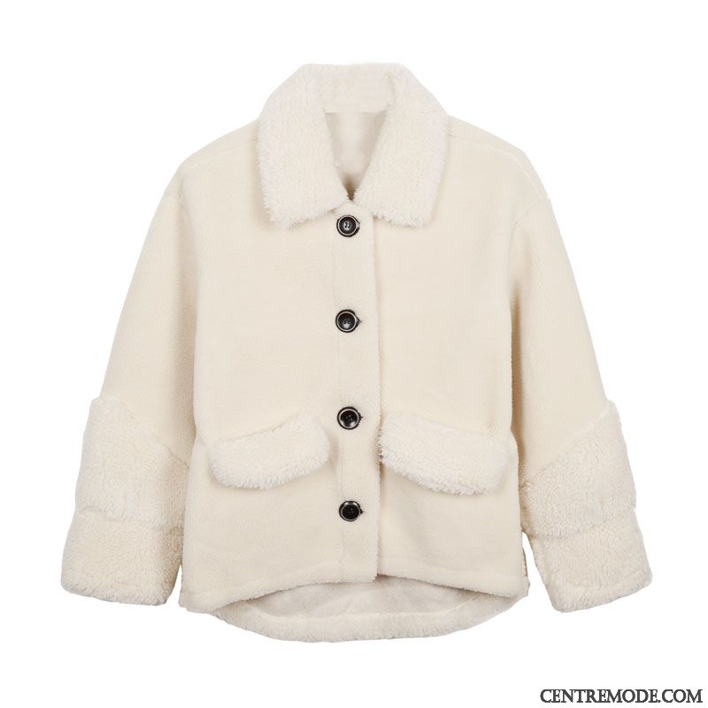 Manteaux Femme Épissure Hiver Bouton À Une Rangée L'automne Pure Blanc