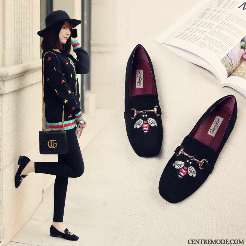 Mocassin Classique Femme, Mocassin Femme Daim Noir Pérou Neige