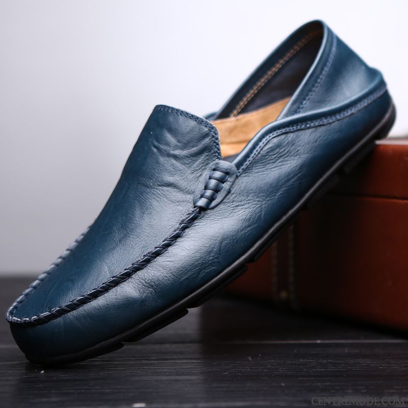 Mocassin Talon Compensé, Chaussure Homme Toile Or Bleu Aigue-marine