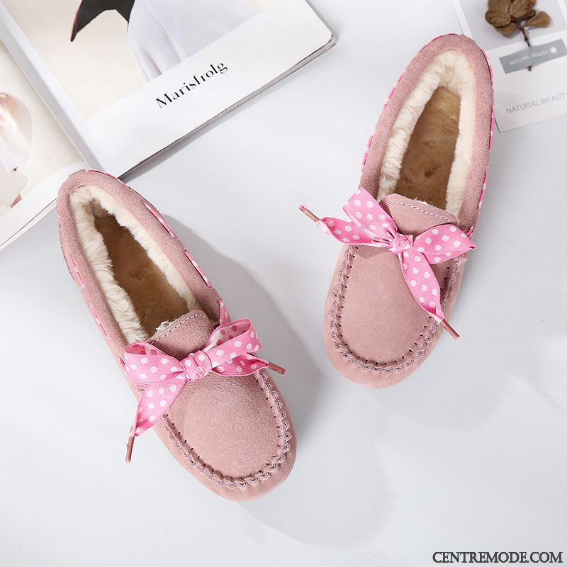 Mocassins Femme Chaussures En Coton Enceintes Confortable Hiver L'automne Plates Rose