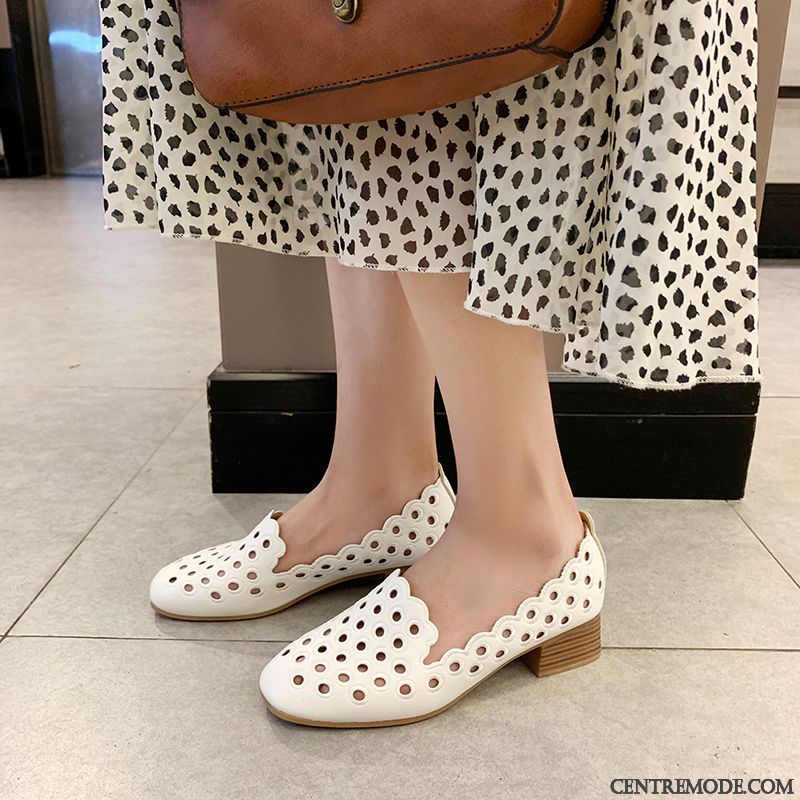 Mocassins Femme Creux Guipure Derbies Printemps Été Décontractée Tendance Blanc