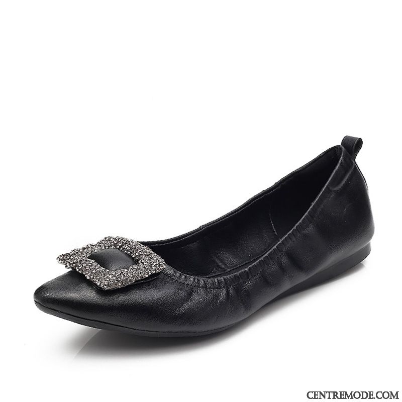 Mocassins Femme Enceintes Plates Pointe Pointue Printemps Imitation Strass Été Noir Clair