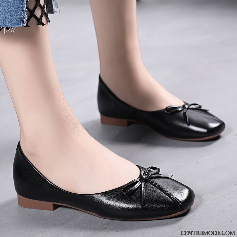 Mocassins Femme Plates Semelle Oxford Toutes Les Saisons Été Derbies Grande Taille Noir