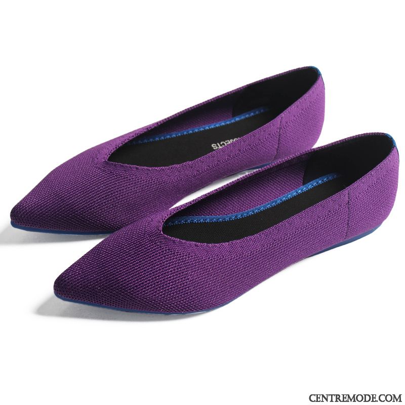 Mocassins Femme Semelle Doux Printemps Pointe Pointue Plates Été Décontractée Violet Clair