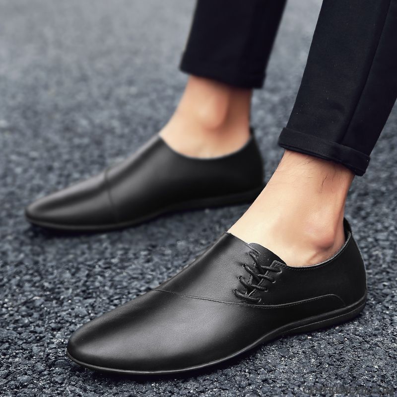 Mocassins Homme Angleterre Slip-on En Cuir Entreprise Tendance Chaussures En Cuir Noir