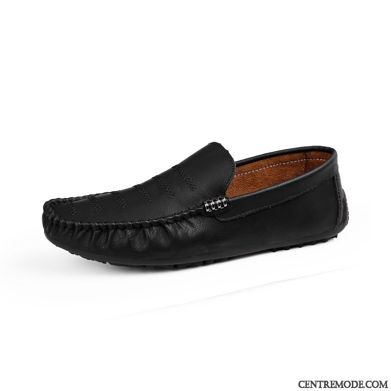 Mocassins Homme Antidérapant Chaussures De Conduite Tendance Tous Les Assortis Lumière Respirant Noir