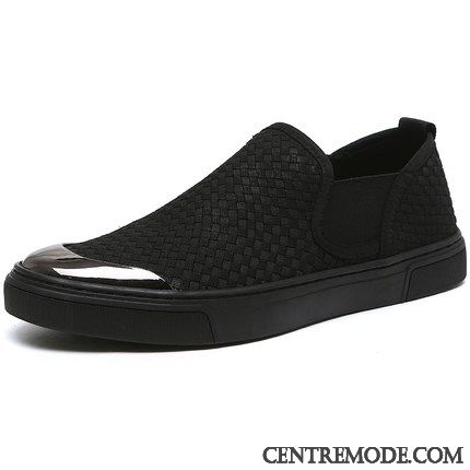 Mocassins Homme Chaussures De Skate Tendance Décontractée Slip-on Chaussures En Tissu L'automne Noir