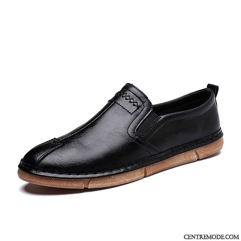 Mocassins Homme Chaussures En Cuir Décontractée Tendance Respirant Slip-on Été Noir