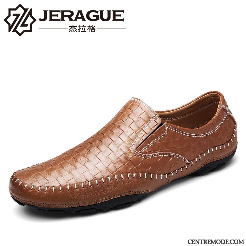 Mocassins Homme Chaussures En Cuir Tendance Cuir Véritable Chaussures De Conduite Printemps Jeunesse Brun