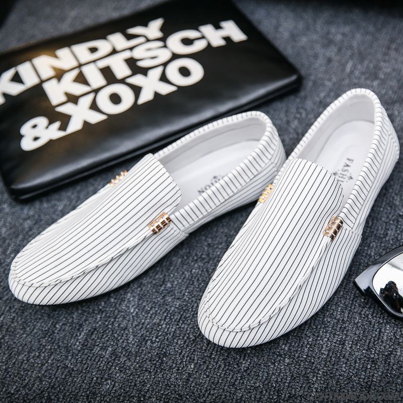 Mocassins Homme Chaussures En Tissu Été Tous Les Assortis Slip-on Flâneurs Blanc