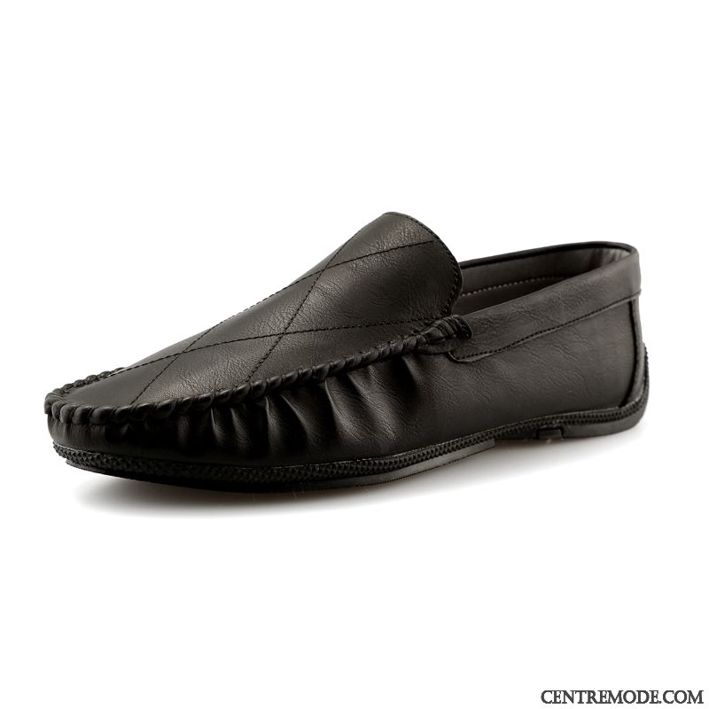 Mocassins Homme Décontractée Chaussures En Cuir Flâneurs Printemps Tendance Personnalité Noir Rouge