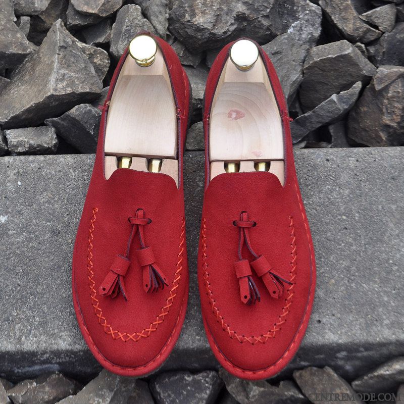 Mocassins Homme Décontractée Printemps Tous Les Assortis Tendance Rouge