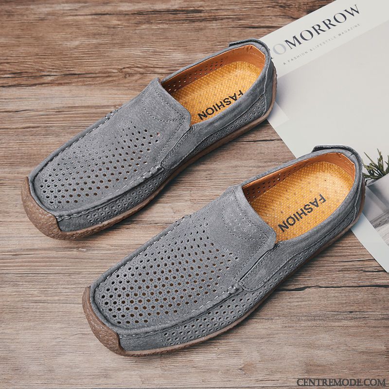 Mocassins Homme Décontractée Slip-on Angleterre Semelle Épaisse Antidérapant Augmenté Gris