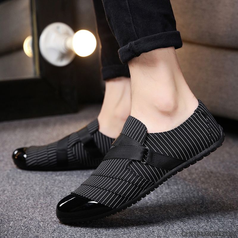 Mocassins Homme Entreprise Angleterre Été Chaussures En Cuir Tendance Décontractée Noir