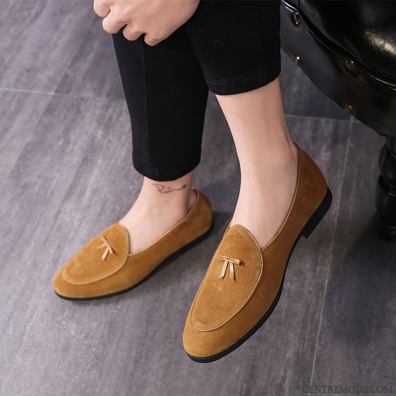 Mocassins Homme Jeunesse Printemps Angleterre Décontractée Pointe Pointue Tendance Jaune