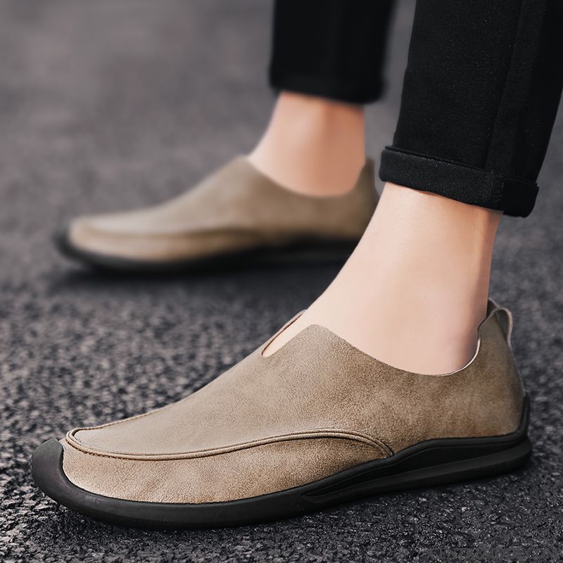 Mocassins Homme Slip-on Décontractée Cuir Véritable Angleterre Conduire En Cuir Blanc