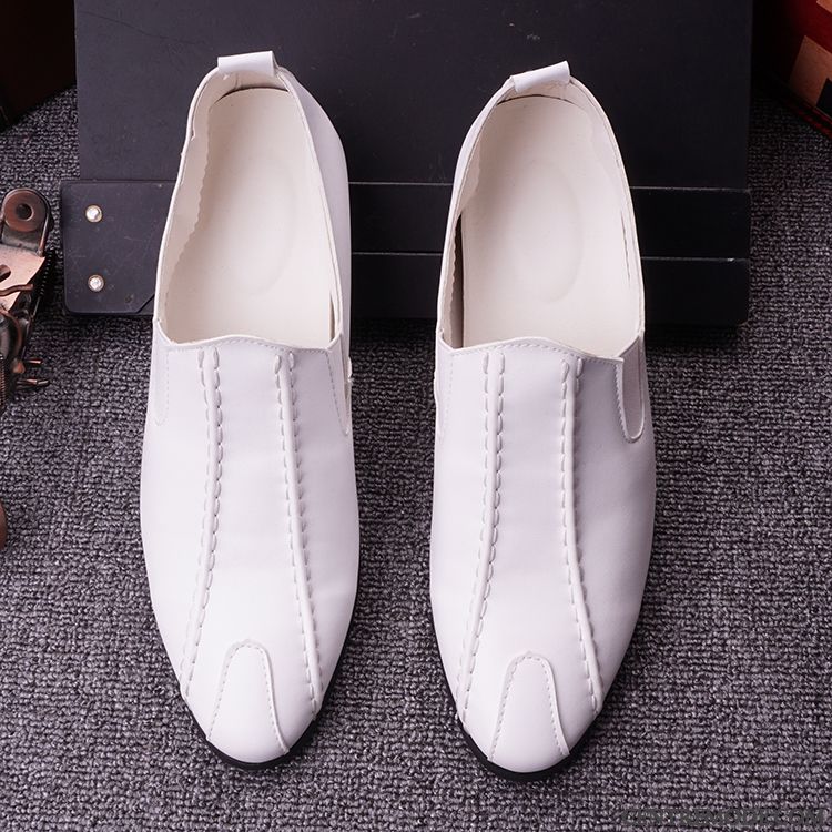 Mocassins Homme Slip-on Décontractée Pointe Pointue Angleterre Tendance Tous Les Assortis Blanc