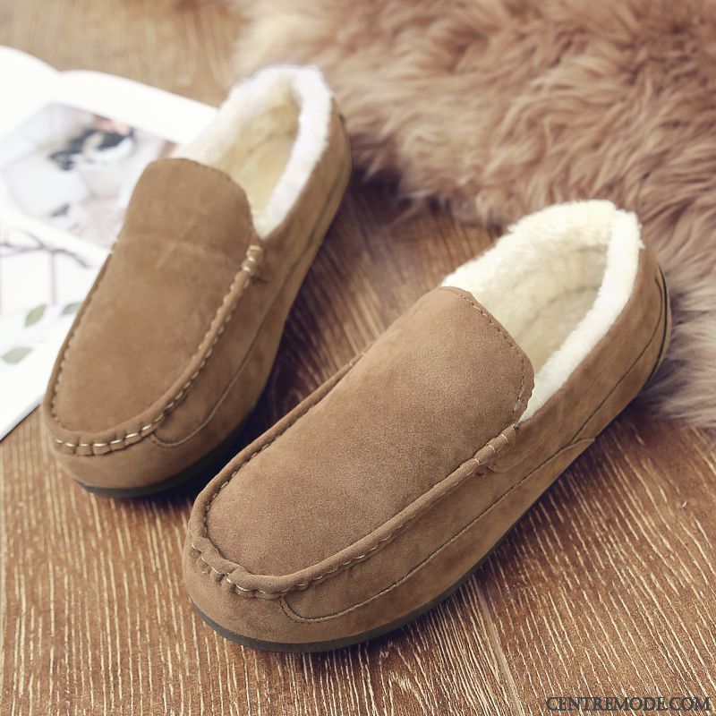 Mocassins Homme Tendance Hiver Chauds Plus De Velours De Boîtier Décontractée Jaune