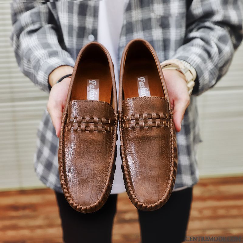 Mocassins Homme Tendance Personnalité Décontractée Slip-on Flâneurs Chaussures En Cuir Marron Marron