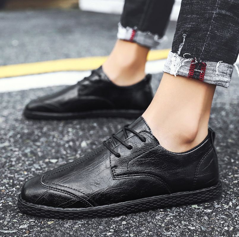 Mocassins Homme Tendance Printemps Chaussures En Cuir Noir Rouge