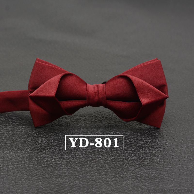 Nœud Papillon Homme Dimensionnel Entreprise Marier Vêtements De Cérémonie Le Marié Britanique Bordeaux Pure