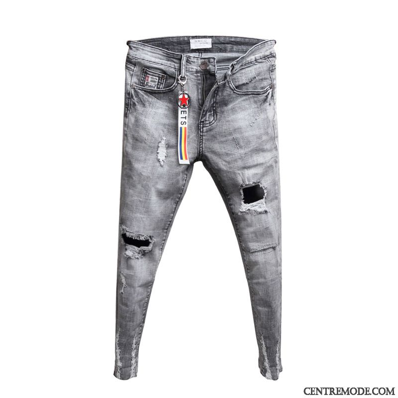 Pantalon Blanc Slim Homme, Pantalon Troué Homme Pensée Beige Sable