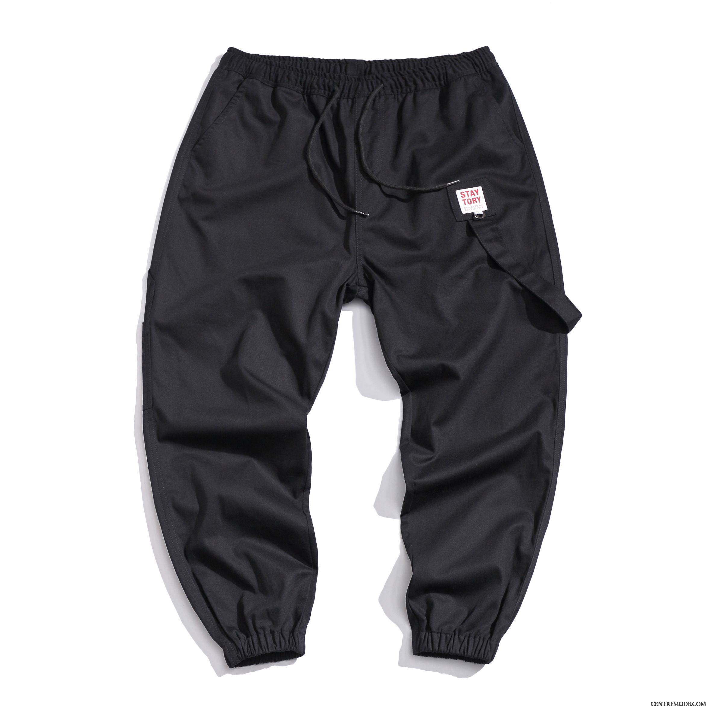 Pantalon Cargo Homme Baggy Décontractée Grande Taille Serrés Gras Élastique Noir