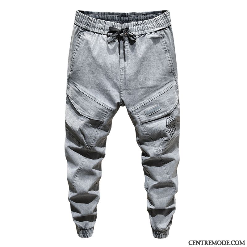 Pantalon Cargo Homme Décontractée Baggy Été Harlan Élastique Serrés Gris