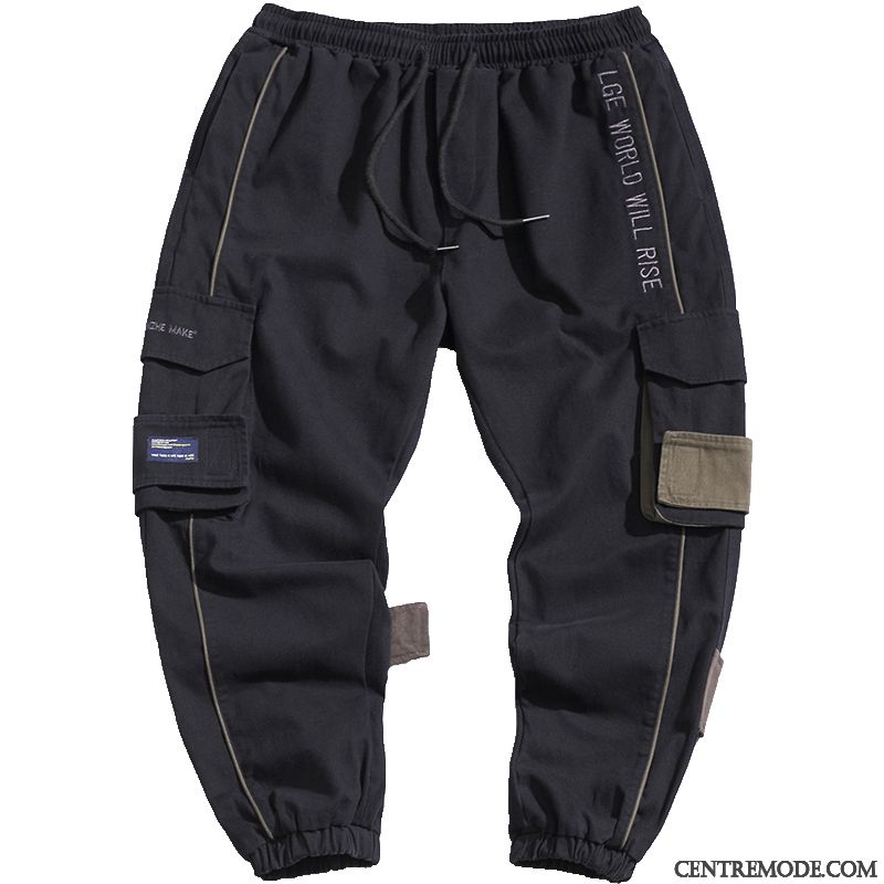 Pantalon Cargo Homme Harlan Décontractée Hip Hop Marque De Tendance Gras Baggy Noir