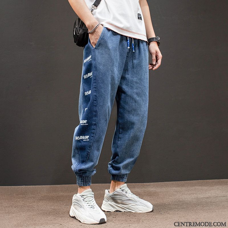 Pantalon Cargo Homme L'automne Marque De Tendance Baggy Hip Hop Mode De Rue Jeans Bleu
