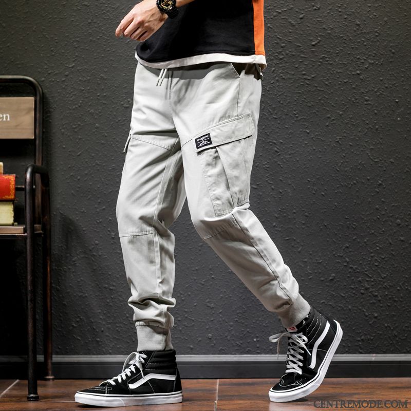 Pantalon Cargo Homme Marque De Tendance Serrés Sport Baggy Légère Été Gris