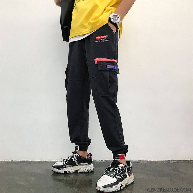 Pantalon Cargo Homme Sous-vêtements Serrés Marque De Tendance Sport Longue Slim Noir