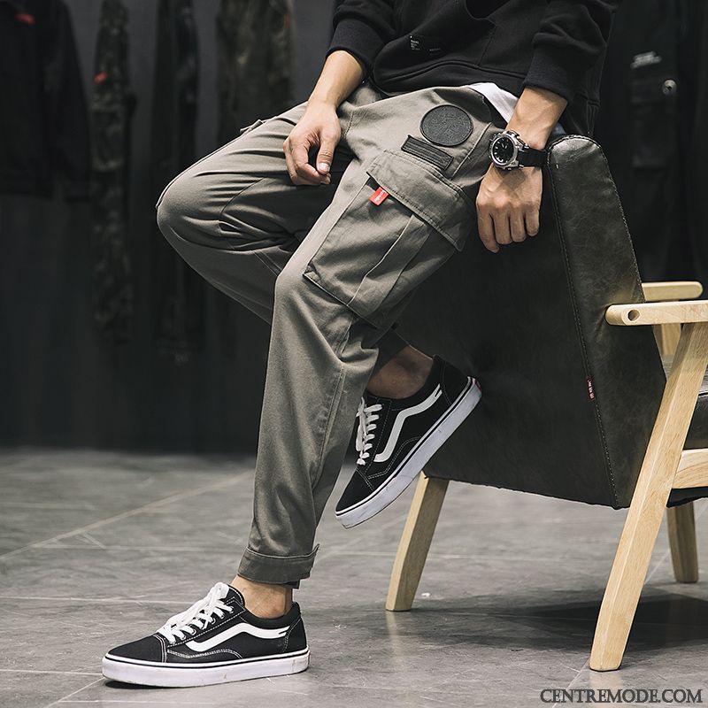 Pantalon Cargo Homme Épaissir Harlan Baggy Hiver Serrés Pantalons Gris