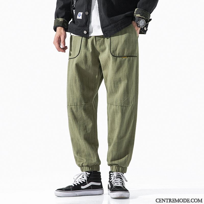 Pantalon Cargo Homme Étudiant Harlan Baggy Encré Décontractée Serrés Vert