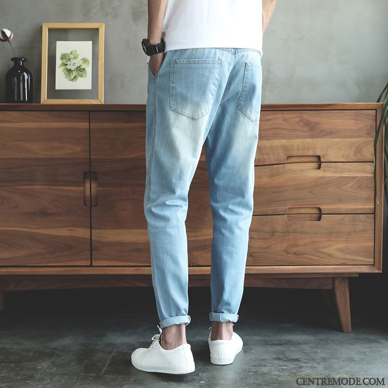 Pantalon Homme Tendance, Jean Huilé Homme Pas Cher Cyan Saumon