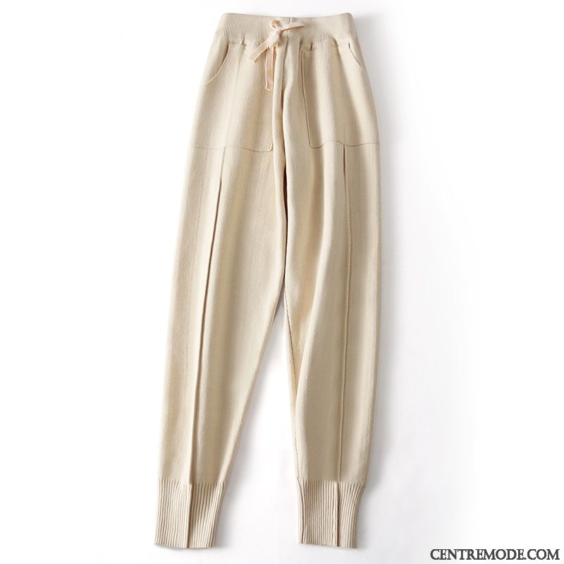 Pantalons Femme Baggy Printemps L'automne En Maille Décontractée Harlan Blanc