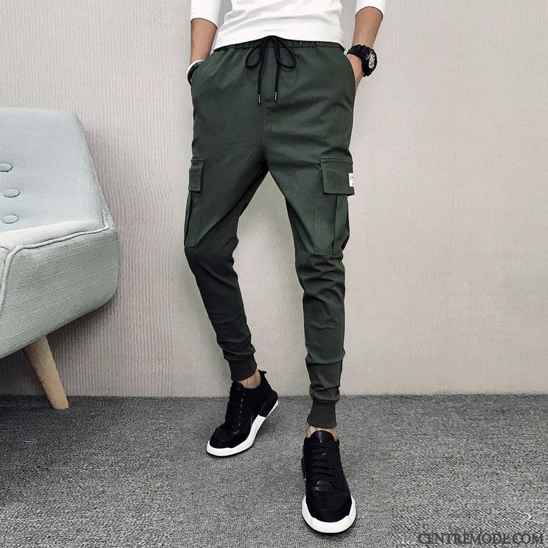 Pantalons Homme Baggy Jeunesse Slim Été Les Pantalons De Survêtement Tendance Vert