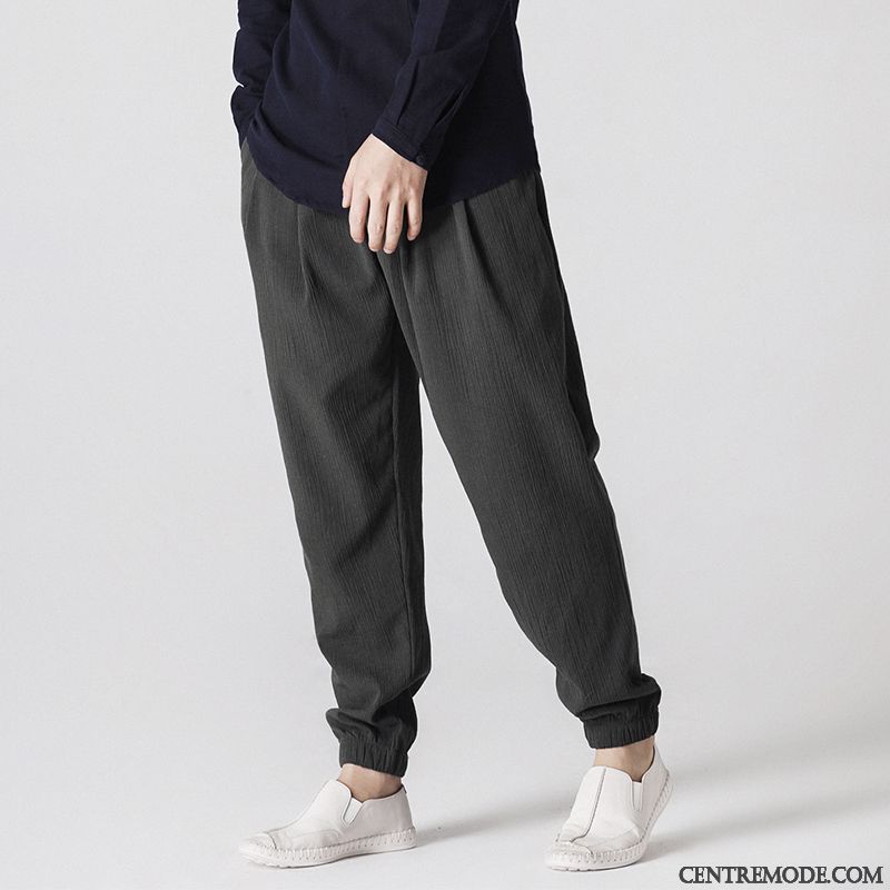 Pantalons Homme Baggy Lin Style Chinois Les Pantalons De Survêtement Serrés Harlan Gris Foncé