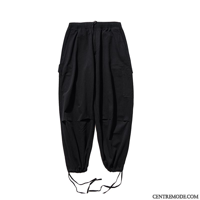 Pantalons Homme Baggy Serrés Pantalon Cargo Jambe Droite Marque De Tendance Noir