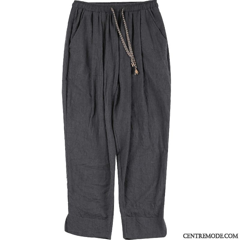 Pantalons Homme Harlan Rétro Original Lin Collants Maigre Gris Foncé