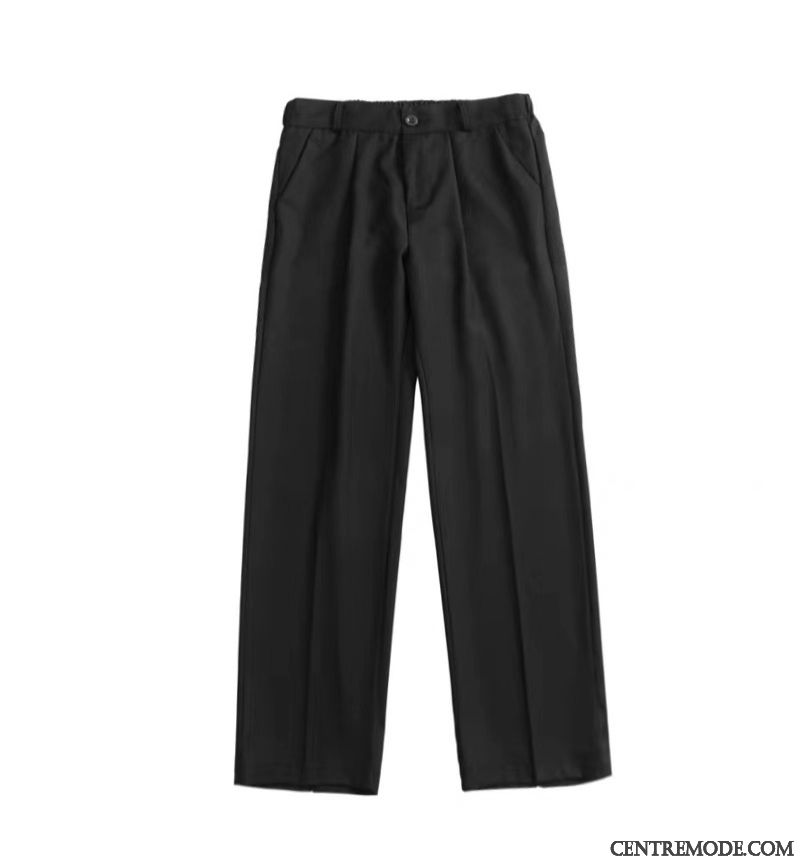 Pantalons Homme Jambe Droite Printemps Étudiant Baggy Décontractée Tendance Noir